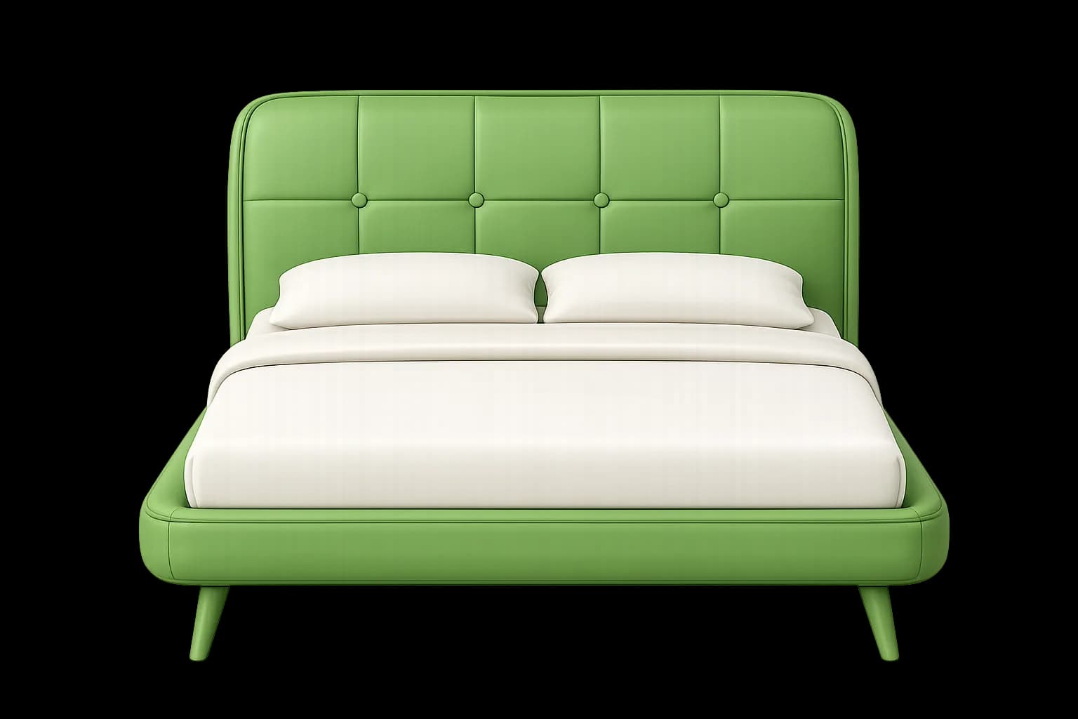 Green upholstered bed